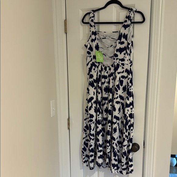 NWT Sam Edelman Ikat Print Square Neck Sleeveless Side Slit Midi Dress sz 12 - Picture 8 of 11